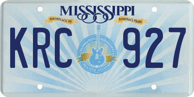 MS license plate KRC927