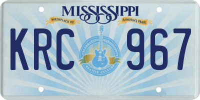 MS license plate KRC967