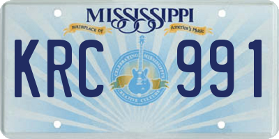 MS license plate KRC991