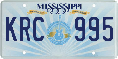 MS license plate KRC995