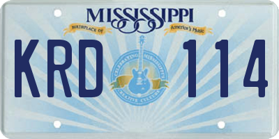 MS license plate KRD114