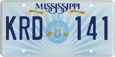 MS license plate KRD141
