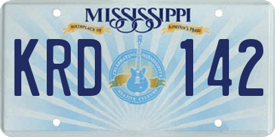MS license plate KRD142