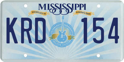 MS license plate KRD154