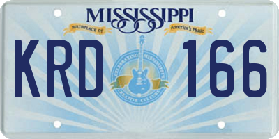 MS license plate KRD166
