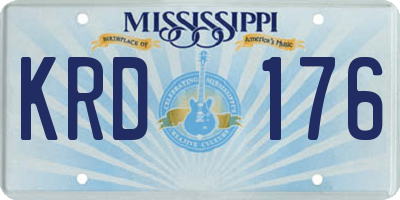 MS license plate KRD176