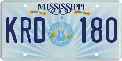 MS license plate KRD180