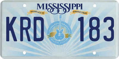 MS license plate KRD183