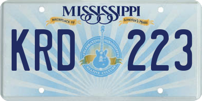 MS license plate KRD223