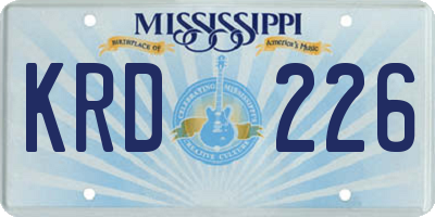 MS license plate KRD226