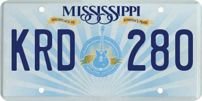 MS license plate KRD280
