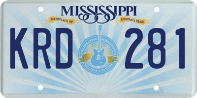 MS license plate KRD281
