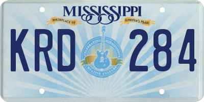 MS license plate KRD284