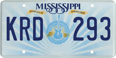 MS license plate KRD293