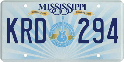 MS license plate KRD294