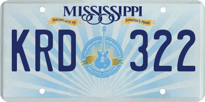 MS license plate KRD322