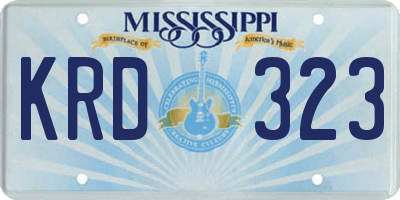 MS license plate KRD323
