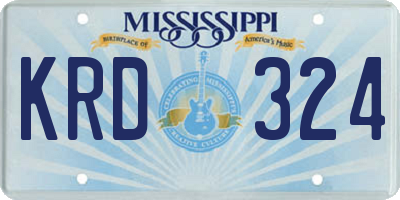 MS license plate KRD324