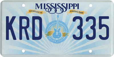 MS license plate KRD335