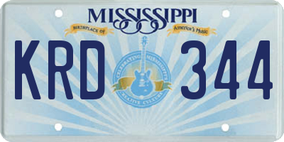 MS license plate KRD344