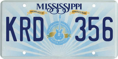 MS license plate KRD356