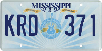MS license plate KRD371