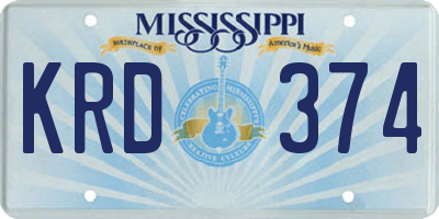 MS license plate KRD374