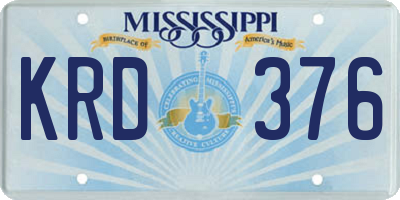 MS license plate KRD376
