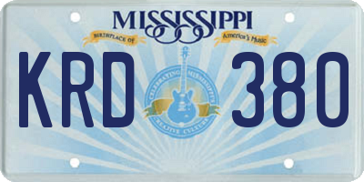 MS license plate KRD380