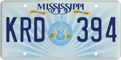 MS license plate KRD394