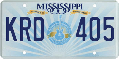 MS license plate KRD405