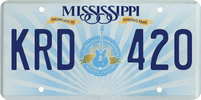MS license plate KRD420