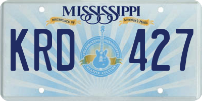MS license plate KRD427