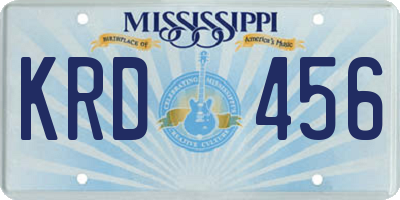 MS license plate KRD456