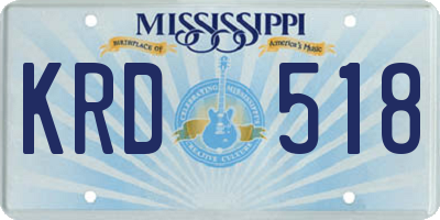 MS license plate KRD518