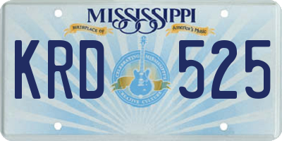 MS license plate KRD525