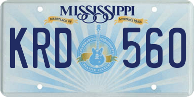 MS license plate KRD560