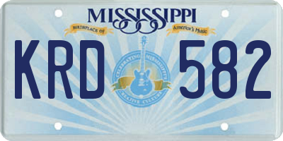 MS license plate KRD582