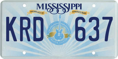 MS license plate KRD637