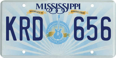 MS license plate KRD656