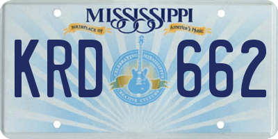 MS license plate KRD662