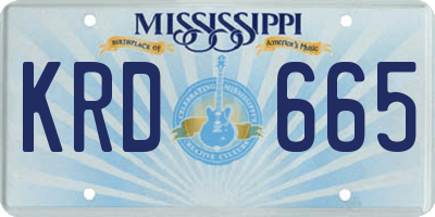MS license plate KRD665