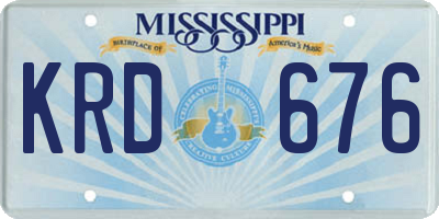 MS license plate KRD676