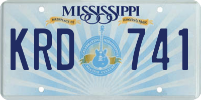 MS license plate KRD741