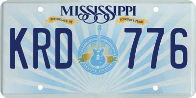 MS license plate KRD776