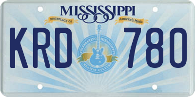 MS license plate KRD780