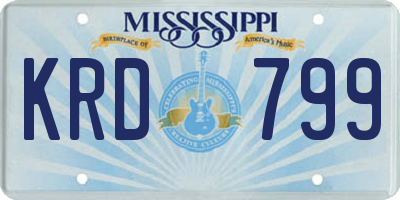 MS license plate KRD799