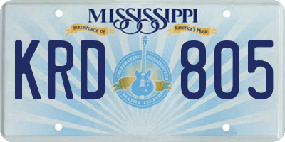 MS license plate KRD805