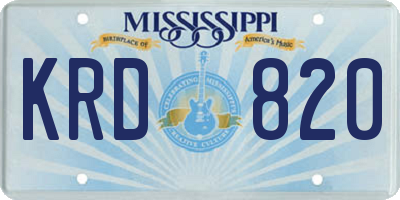 MS license plate KRD820