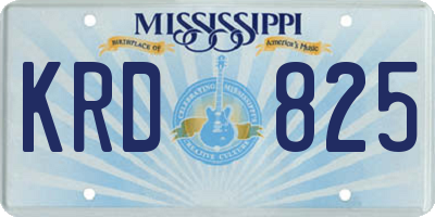 MS license plate KRD825